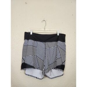 Old Navy Active Athletic Shorts Striped Geometric Running Gym Black White L‎